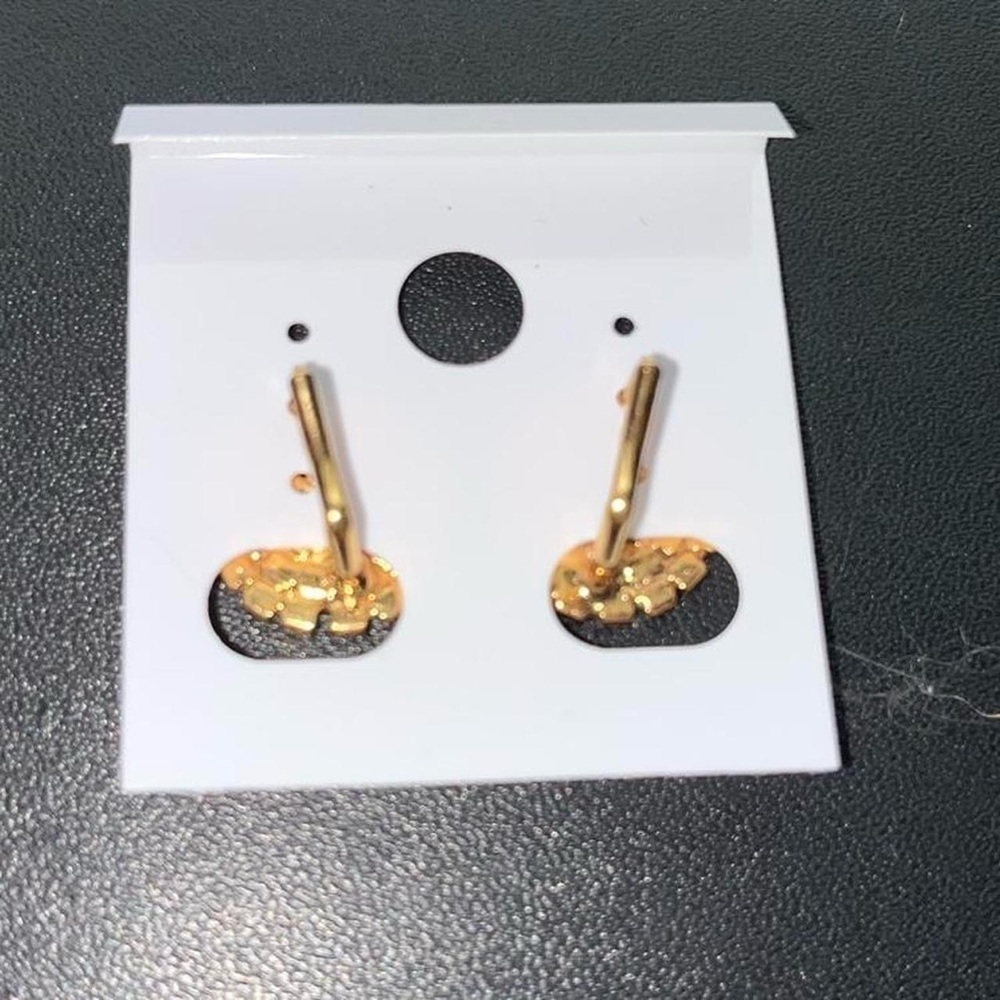 Elegant Gold and Black Triple CZs Dangle Earrings. - Picture 3 of 4